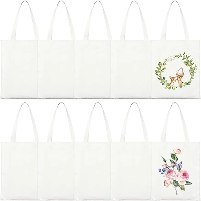 Accept Custom Order Canvas Tote Bags  Blank DIY Craft Bags White Sacks Reusable Grocery  Gift Bag for Kids Party