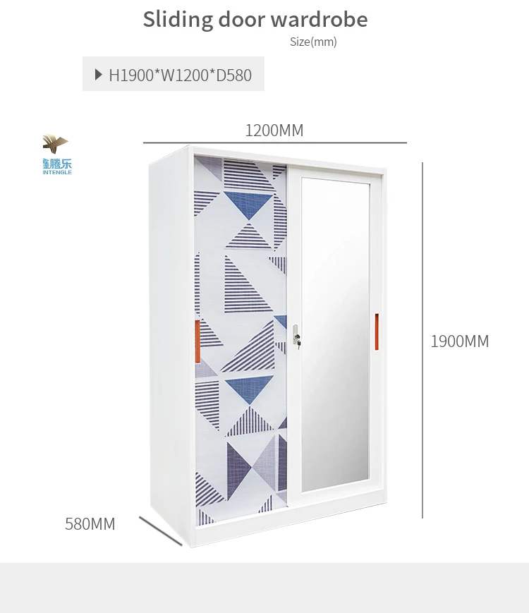 OEM Factory Metal Steel Cupboard Colorful Printed Wardrobe for Clothes Bedroom Furniture Home Use