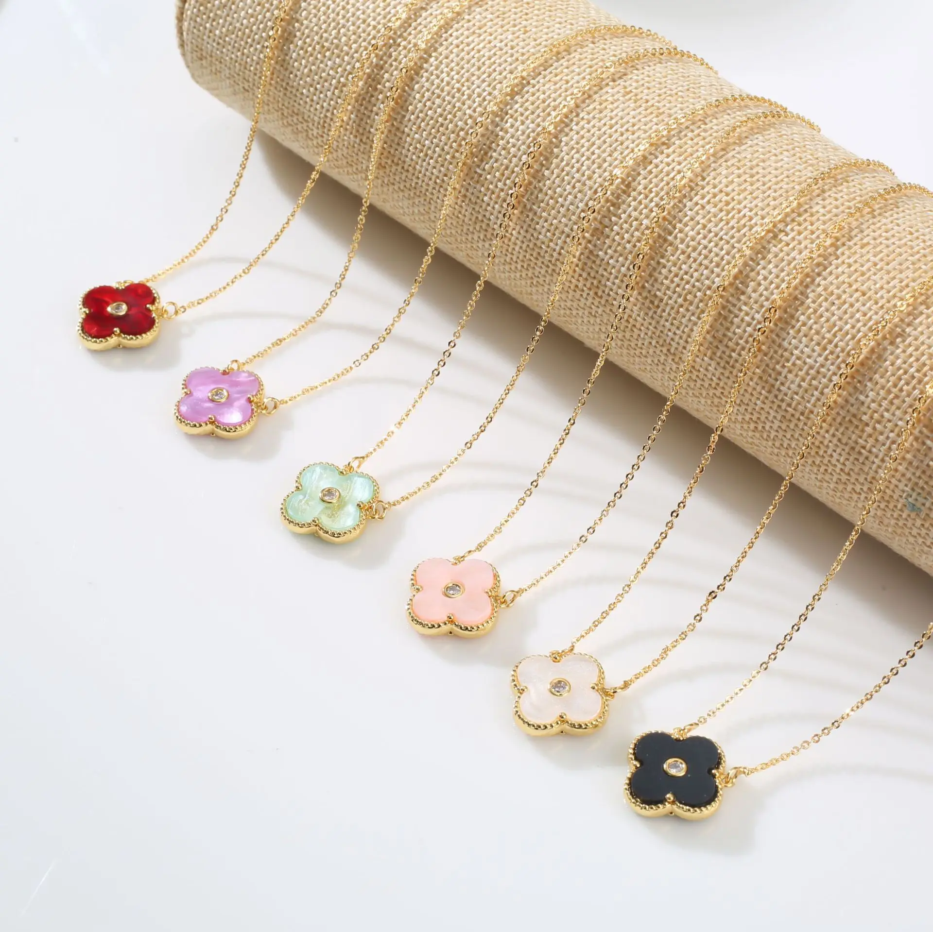 Buy Pink Shell Clover Necklace,Designer 