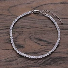 A003 4mm Brass CZ Tennis Anklet 9inch With Extender Chain Iced Out Cubic Zircon Bling Bling For Women
