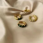 Earrings 18k Gold Vermeil Custom Rainbow Huggie 925 Silver Green Cz Hoop Earrings