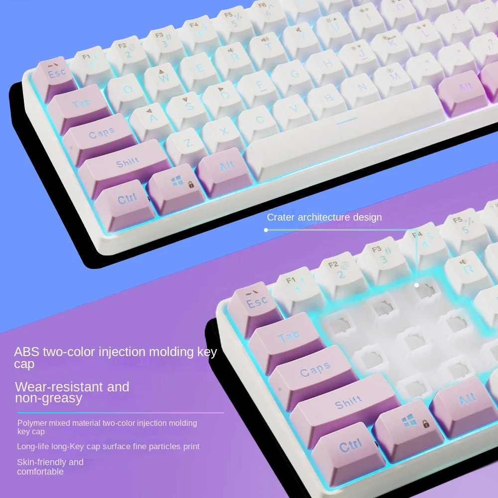 Fashion 61 Key Mechanical Keyboard 60 Rgb Led Backlit Keyboard Gamer
