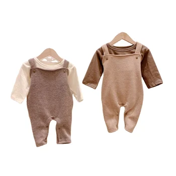 Fashionable newborn jumpsuit suspender 100% cotton baby clothes bodysuits for toddlers 2 pcsd