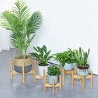 Pot Plant Bamboo Plant Pot Stand Nordic Concise Style Fixed Wooden Flower Pot Stand Adjustable Bamboo Plant Stands