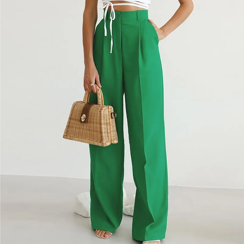 Women High Waist Loose Wide Leg Long Trousers Female Casual Work Wear Lady Office  Pant - Buy Wide Leg Pants Women,Women's Pants,Loose Pants Women Product on  Alibaba.com