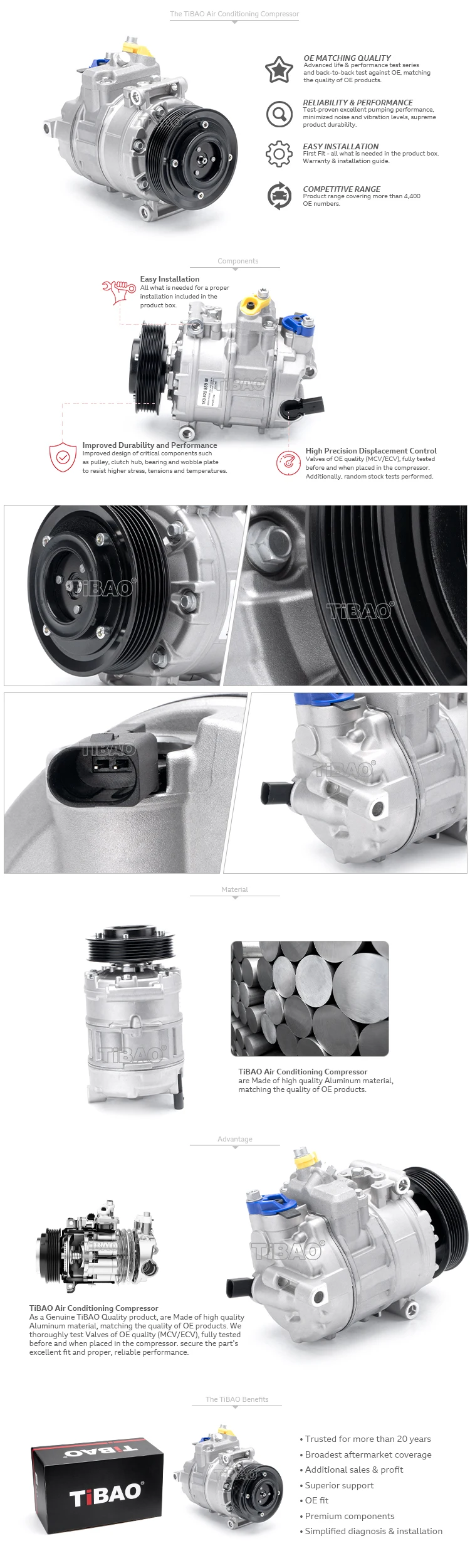 Tibao New Arrival Auto Air Conditioning Parts Car Ac Compressor For