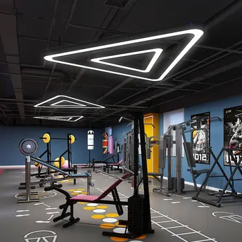 Project Custom Aluminum RGB Dimmable LED linear Pendant Light   Triangular Ceiling Light For Gym