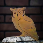 Garden Laser Cut Garden Design Corten Steel Screech Owl Steel Silhouette With Rusty Patina