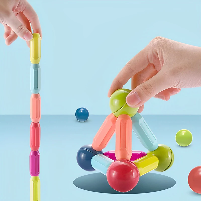 Educational STEM Toys Magnetic Sticks Balls And Rods, Ball And Rod Magnet Toy, Magnetic Sticks Balls And Rods