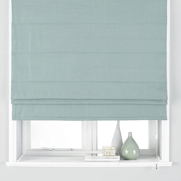 Blackout Manual Window Shades Adjustable Chain Fabric Roman Blinds