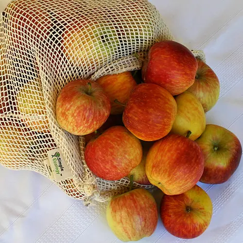 Reusable Produce Bags Certified Organic Cotton Mesh & Muslin Zero Waste Natural Food Keeper for Fruit Vegetable Storage