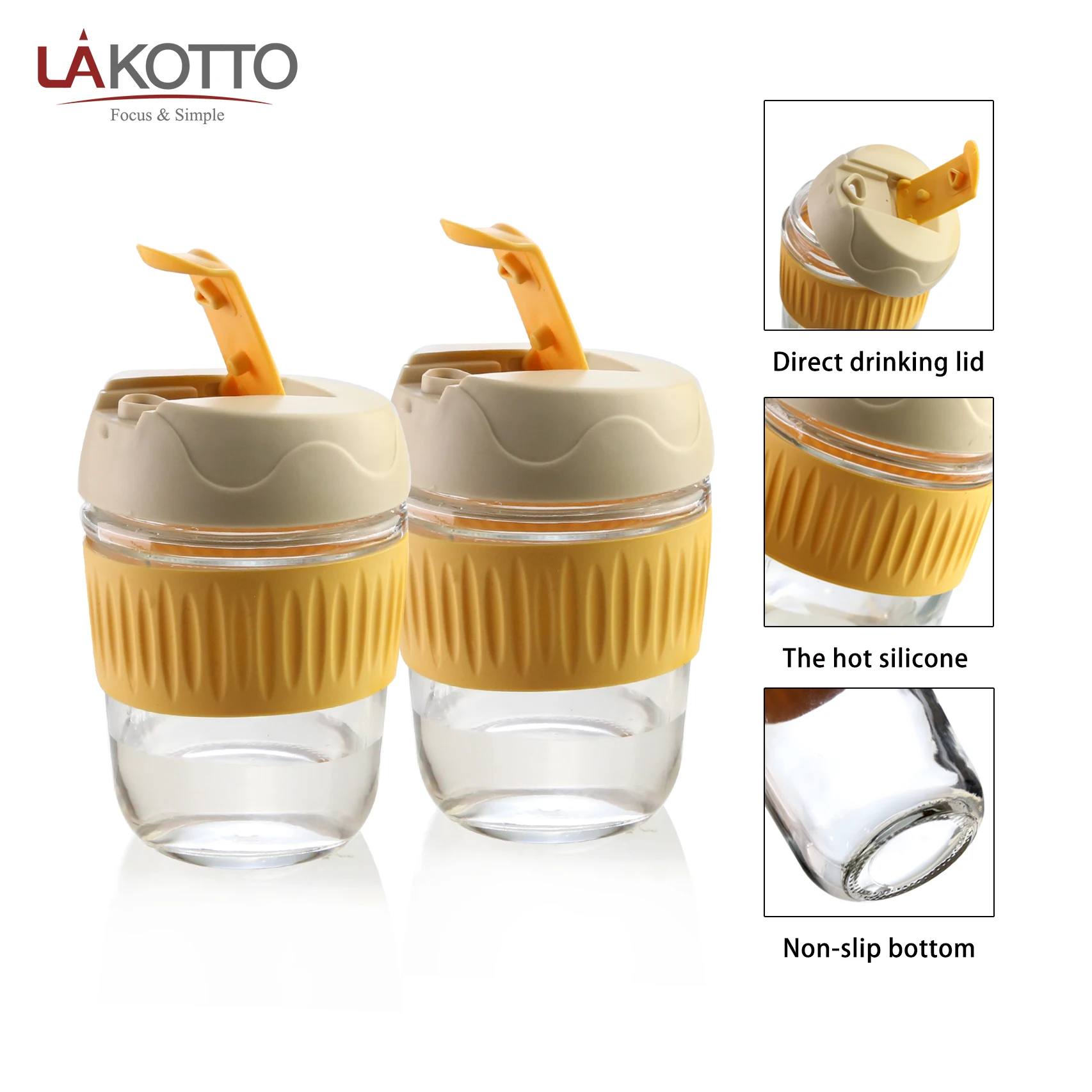 New Promotional Eco Friendly Custom Glass Mug Reusable glass travel mugs coffee mugs with Lid