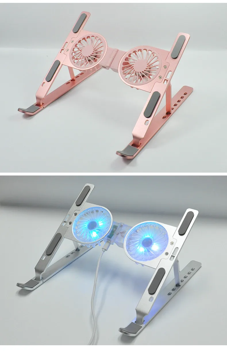 New Laptop Stands Tablet Holder with Fans RGB Light 6 Angles Adjustable Aluminum Foldable Portable Computer Accessories 10