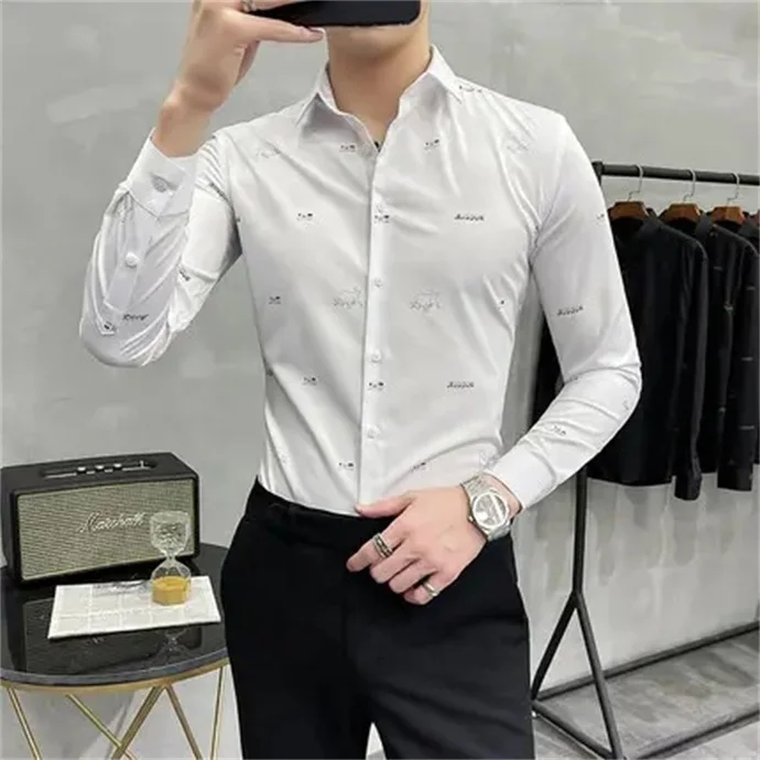 2024 Professional High Quality Men's Casual Dress Shirt Button Down Shirts Long-Sleeve Work Shirt