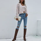 Long Sweater New Arrival Mix Color Long Sleeve V Neck Cable Women Cardigan And Top Sweater 2 Piece Set