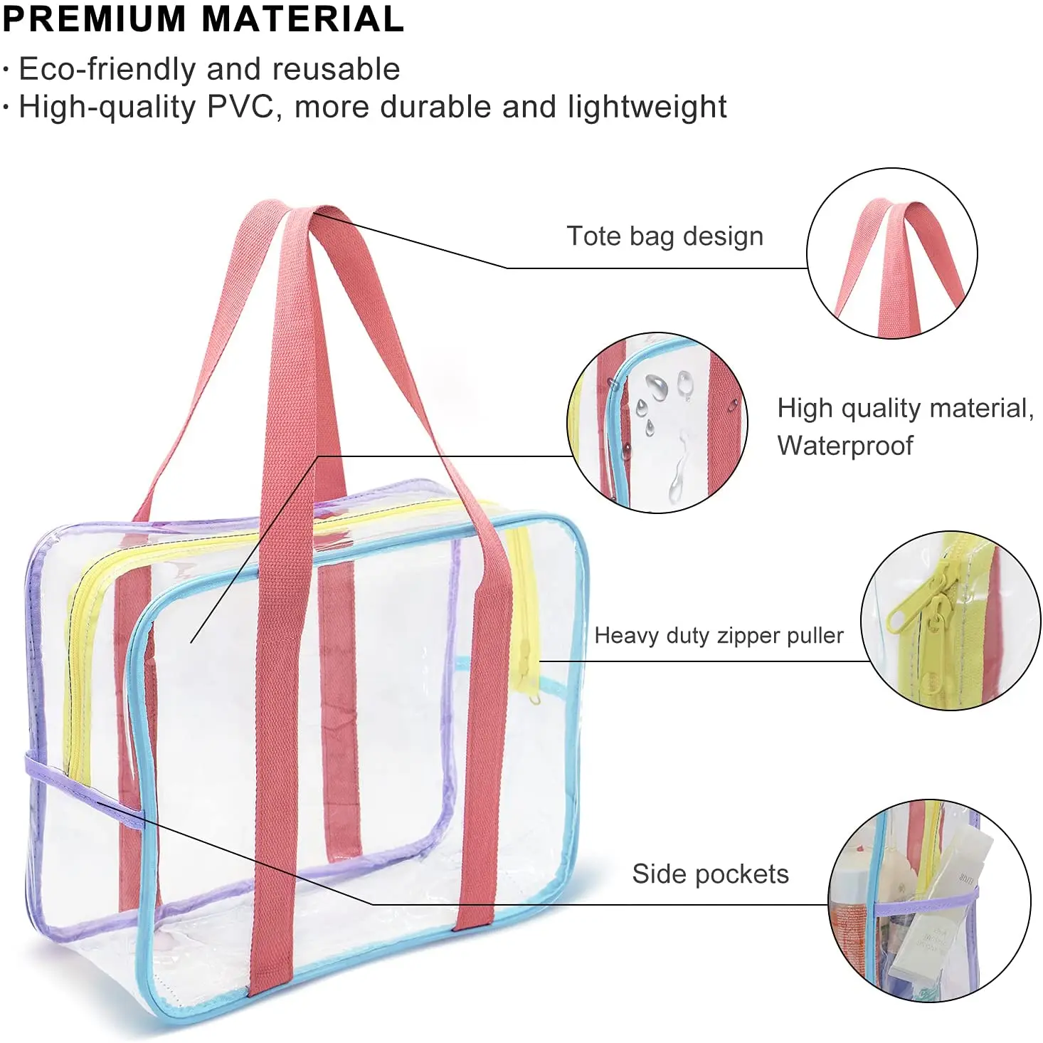 Pvc Tote Bag Clear Pvc Shopping Bag Tote Customized Transparent Shopping Bag details
