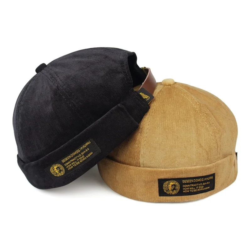 Logo Corduroy Brimless Hat With 