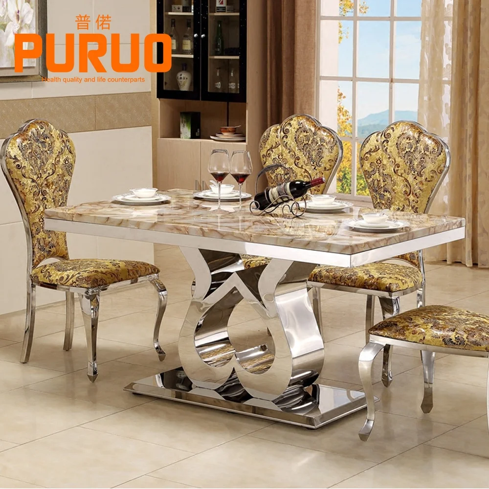 cream marble dining table and 6 chairs