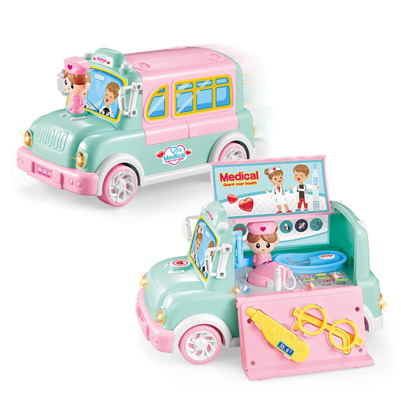Doctor nurse pretend play ambulance car doctor set playset kit for kids with light music