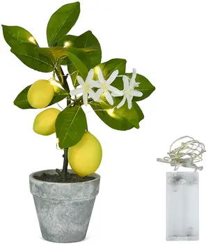 Artificial Lemon Tree Topiary Mini Potted Lemon Tree Potted Plants for Home Kitchen Office Table Decoration and Accessori
