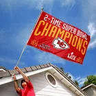 Nfl Wholesale Kansas City Flag Custom Logo Chiefs 2 Time 2X Super Bowl Champions Flags Printed Polyester NFL Banner 3X5