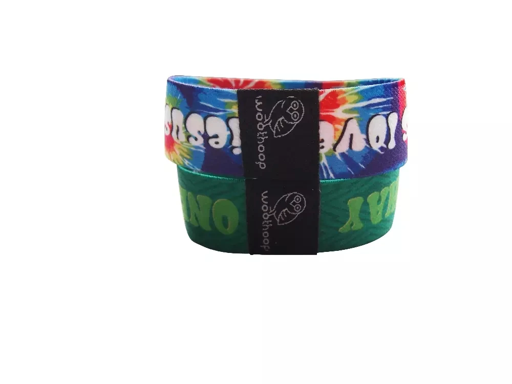 rfid recycle cloth fabric bracelet custom logo woven polyester elastic wristband for access control-5