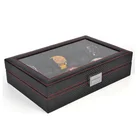 Finished Watch Custom Logo Finished Transparent Lid12 Slots Wooden Display Watch Box