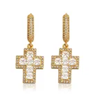 Hoop Muxiqianxia Simple Iced Out Hiphop Mens Stud Cross Pendant Earing Hoop Earrings Punk Cross Jewelry Men