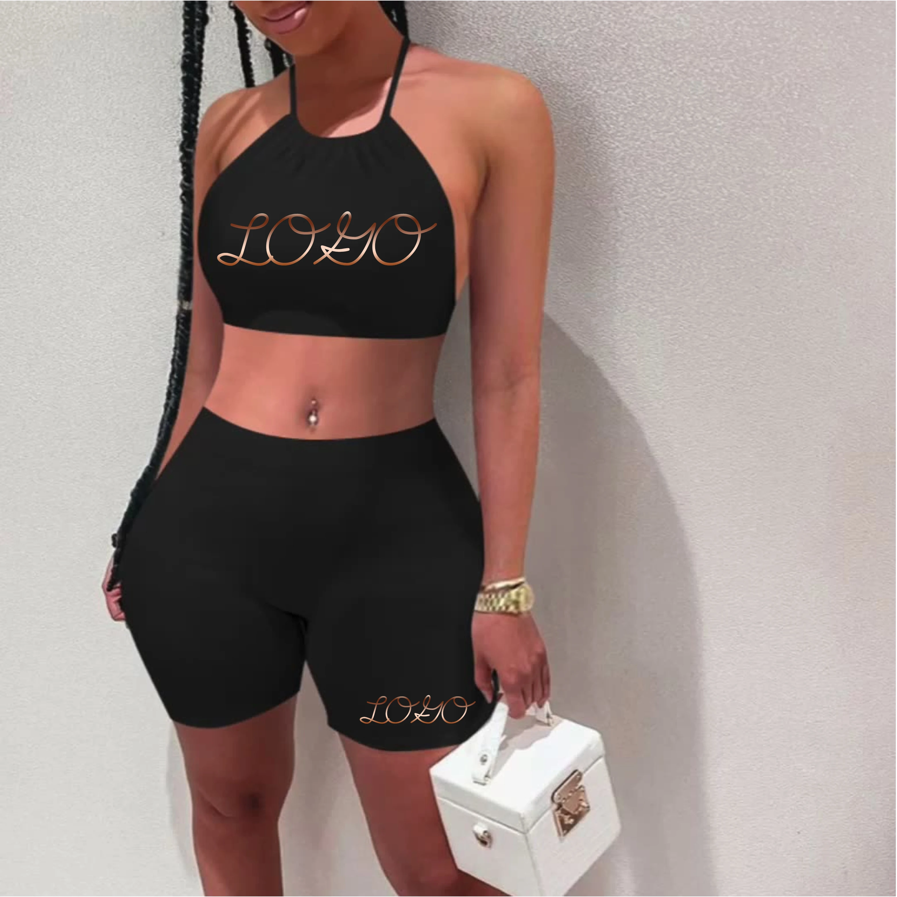 biker shorts and tank top set
