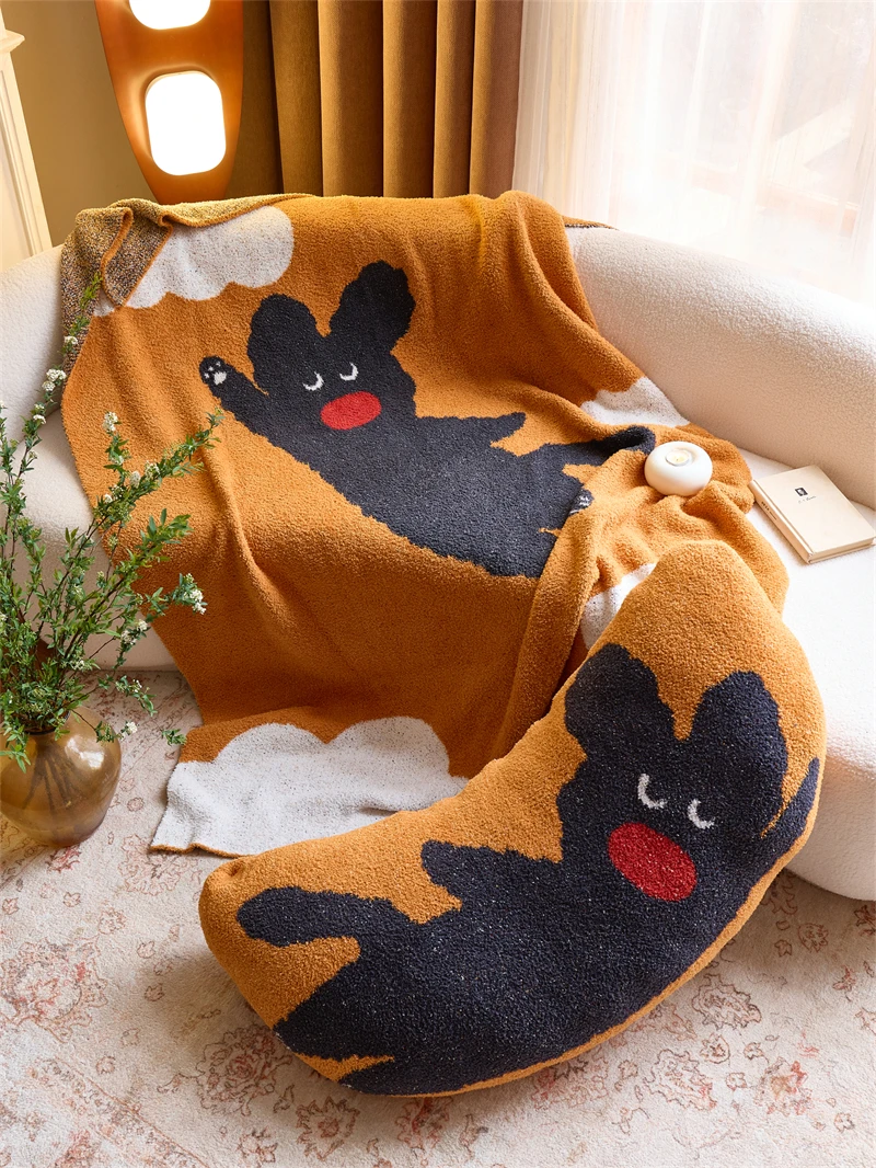 product yiruio 100 polyester cute cat jacquard moon shape knit pillow for home decoration sofa and bedroom blf-60