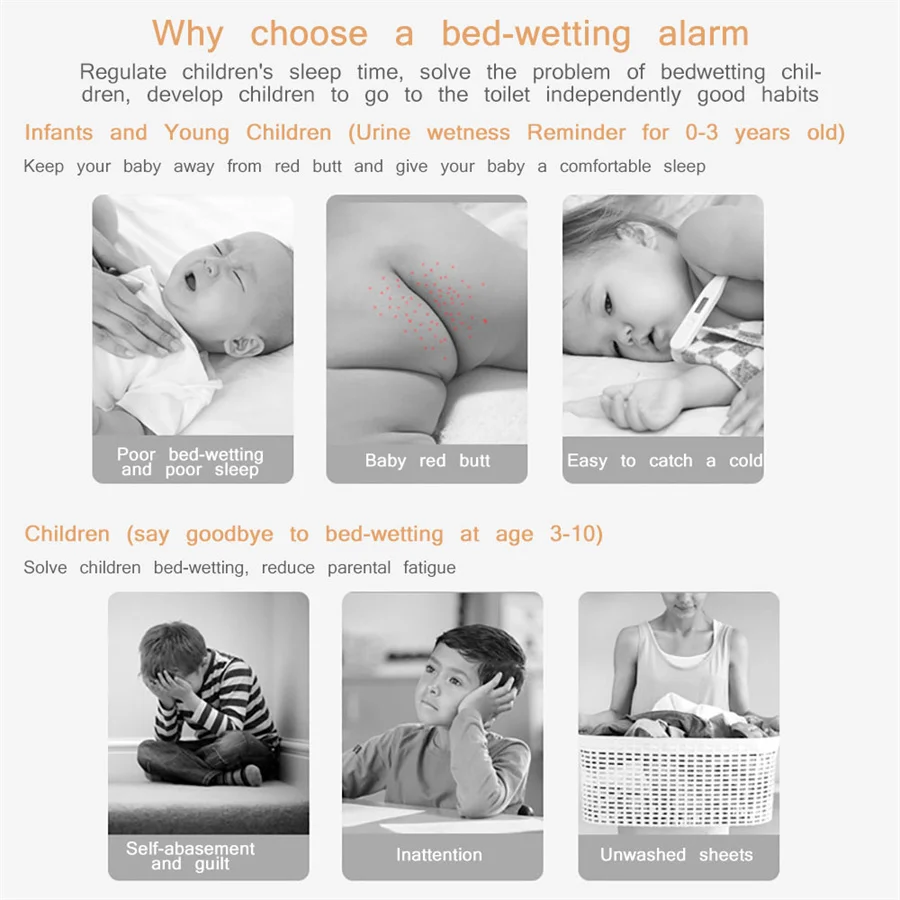 Baby BedWetting Alarm Smart Baby Diaper Sensor Bed wetting Enuresis Adult Baby Urine Bed Wetting Alarm For Infant Toddler