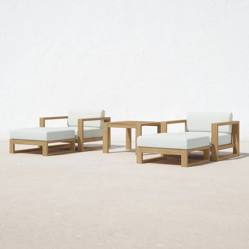 outdoor patio furniture Villia garden Teak set Patio Solid Wood 5 pieces sofas sectionals with cushion