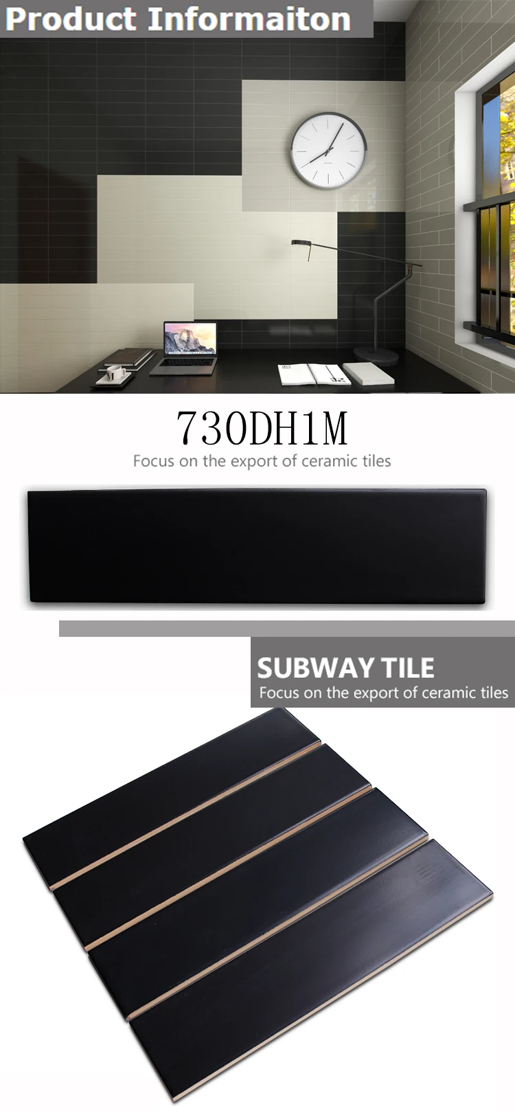 Nhà Máy Bán Trực Tiếp 7.5x3 0Cm/3*12 Gạch Tàu Điện Ngầm Siêu Đen Với Giá Rẻ Matt Bề Mặt Cho Tường/Sàn Trang Trí