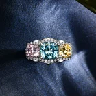 Engagement Ring 3 Gemstone Engagement Ring Wedding Luxurious Engagement Ring Jewelry