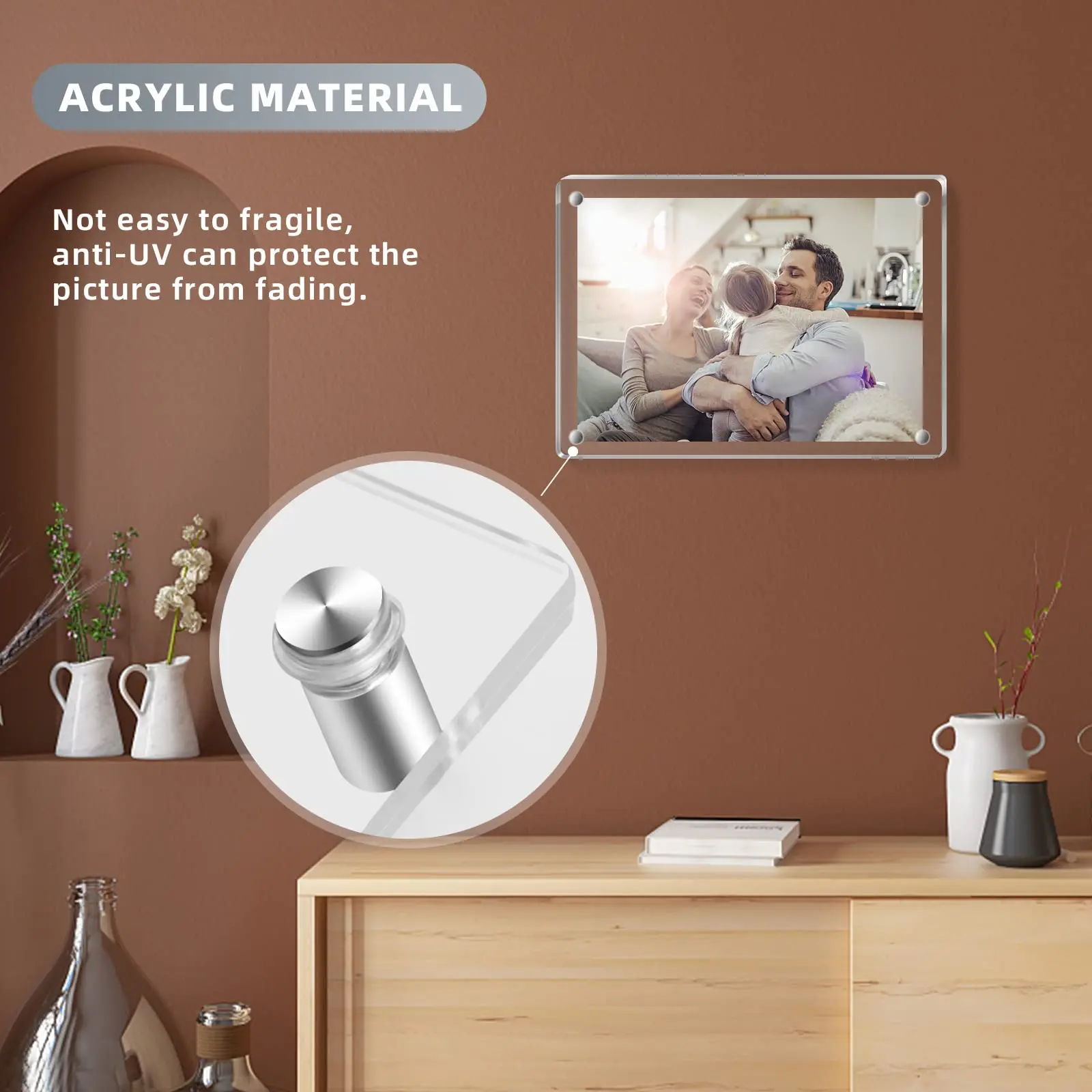 product 1114inch double panel wall mount hanging floating frameless clear acrylic picture frame for degree certificate photo frames-5