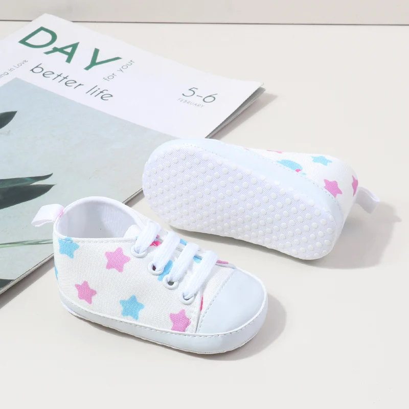 Wholesale Cheap Canvas Unisex Baby Shoes with Star apple Printing details