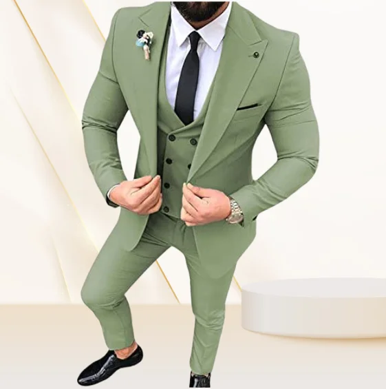 MANZINI DELMAS 3-Piece Men's Slim-Fit Shiny Metallic Pattern Tuxedo Prom Suit Teal main image 0