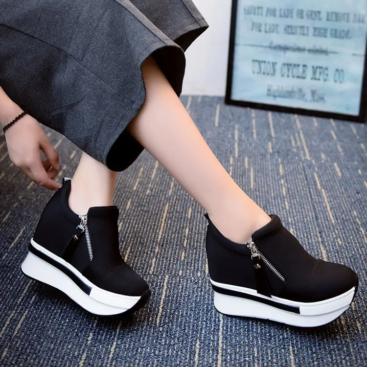 NEW Hidden Heel Women Casual Platform Shoes Woman Sneakers  Canvas Slip on Shoes for Women Height Increasing Wedges Shoes