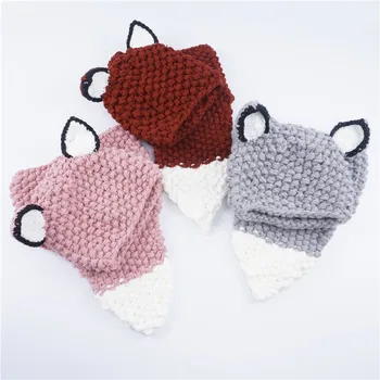 Crochet Kawaii Unicorn Winter Hat with Scarf Pocket Hooded Knitting Hat Kids Scarf