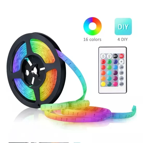 5m RGB Smart LED Strip Light with Remote Control Warm White Emitting