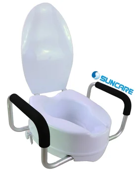 rehabilitation equipment 6 inch PP Ergonomic Design portable Durable Self Assemble removable Raised Toilet Seat W/ handle & lid