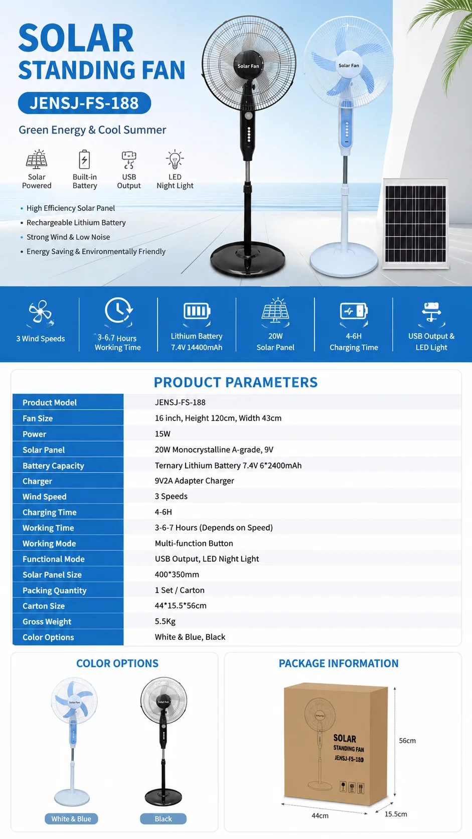 Floor Standing Fan, Solar, LED - detail 34