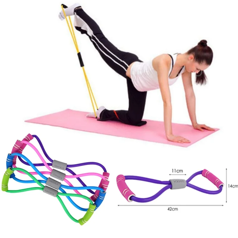 POPOTI Resistance Loop Exercise Bands 8 Word Expander for Legs And Arm Training Exercise Bands Yoga Gym Fitness Elastic Bands 
