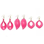 Plastic Earrings Plasticearrings Factory Wholesale Peach Color Leaf Shape Plastic Acrylic Drop Earrings For Women Girls