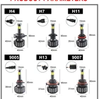 Led Led Headlight H4 90W Auto High Low Beam 6 Side H7 Bulb H4 Led With Sample Led Car Headlights