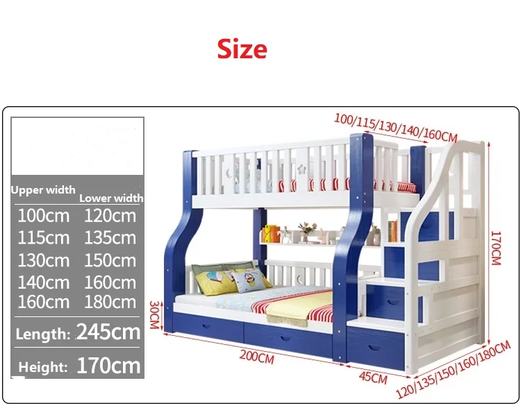YQ FOREVER Children Beds Kids Bed Bedroom Furniture Set Solid Wood Wooden Kids Bunk Bed for Kids