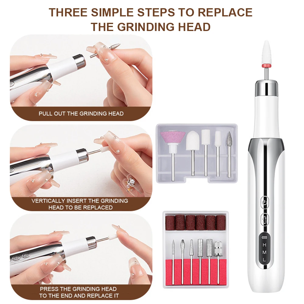 Home Use Portable USB Rechargeable Pedicure Manicure Drill Set Polishing Equipment Electric Nail Drill Machine