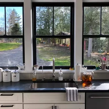 ALUFRONT Luxury  Modern Design Energy-efficient  Aluminium Double Hung Windows Heavy Duty Type Aluminum Alloy Frame