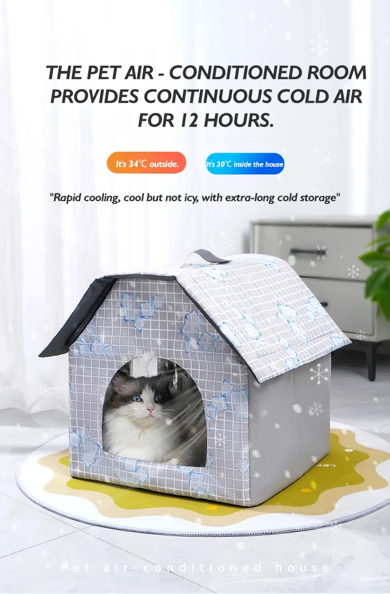 New Summer Cooling Pet House Extra Large Foldable Dog Cat Bed with Ice Mat Large Space Cooling Pet Beds Pet Products details