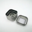 Tin Box Tin 77x77x50mm Square Transparent Window Tin Box For Spices